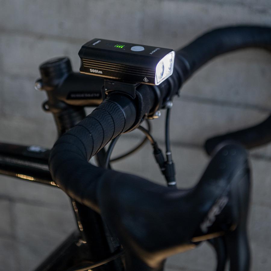 ECLAIRAGE VELO AV+AR RECHARGEABLE KHEAX CAPELLA / TUBAN II 500 / 50L FIXATION CINTRE LED