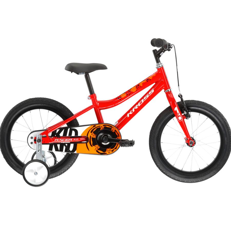 VELO VTT ENFANT 16" KROSS RACER 3.0 ACIER ROUGE / ORANGE / BLANC