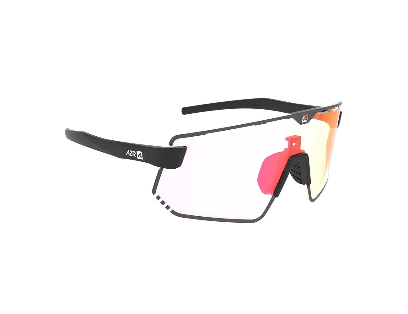 Lunettes AZR Kromic flash RX noire vernie / écran hydrophobe irisé rouge photochromique cat 1 à 3